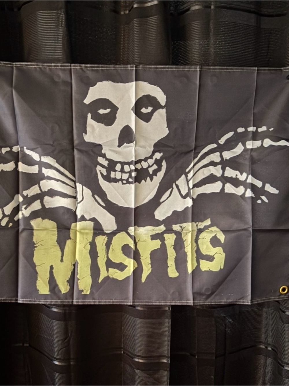 Misfits Black and Lime Party Banner — Gothic Skull Decoration
